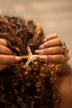 Barrette à cheveux - Étoile de mer dorée